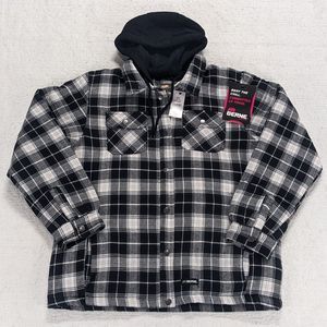 NWT Berne Flannel Shirt Jacket Women's XXL Hooded Insulated Quilted Plaid Black